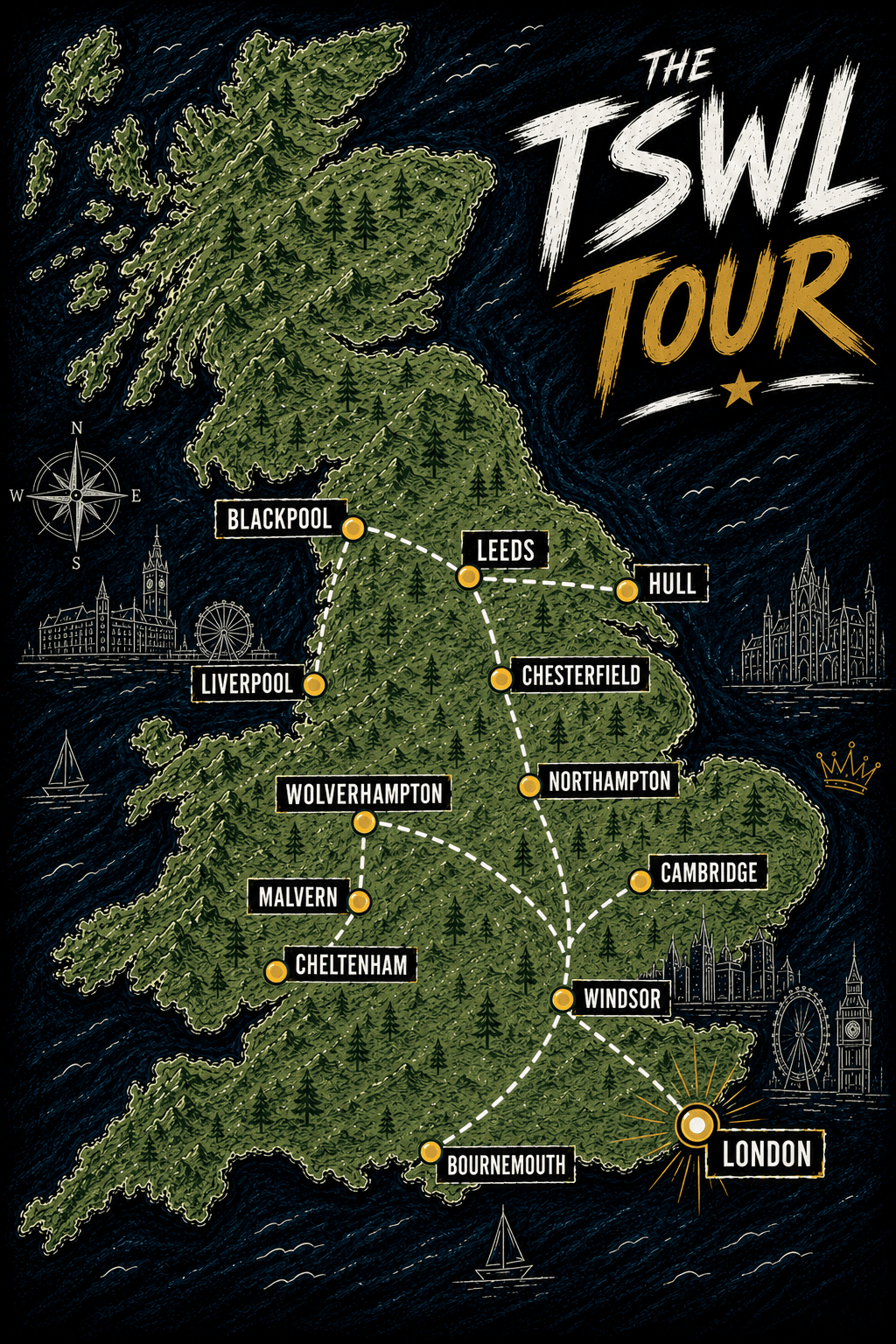 TSWL UK tour map